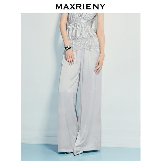 【商场同款】MAXRIENY法式慵懒风云感高腰显瘦长裤25夏阔腿休闲裤(货号:MC86TR266) 商品图2