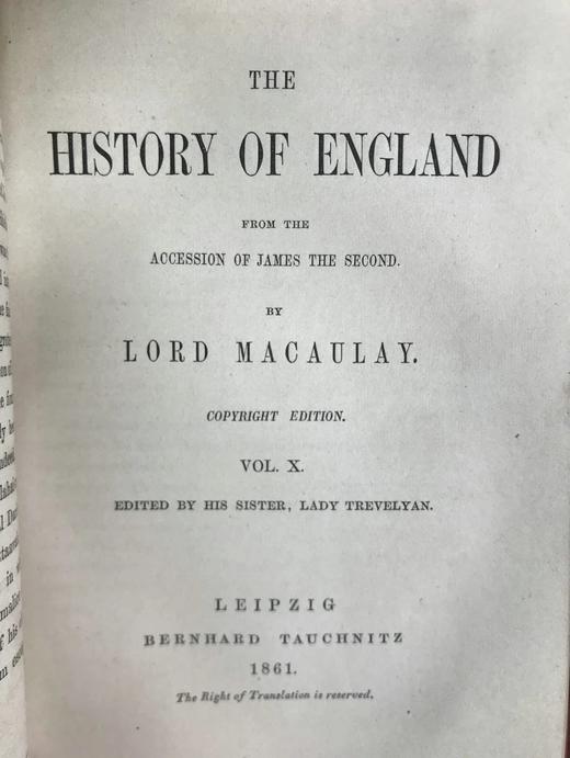 1849-1861年 麦考莱勋爵《英国史》（全10卷合订7册） 真皮精装36开 商品图7