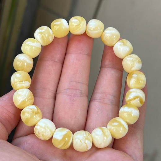 【青山特惠】11mm*20颗 精品原矿俄料精工瓷白花高庄老型蜜蜡手串，15.8克 m285 商品图2