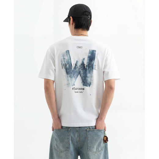 DRONKOO 2026 圆领左胸后幅绣字母刷印W短袖T恤 商品图2