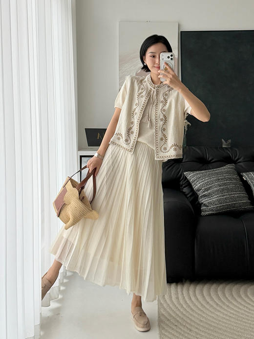 「工厂团购上新」气质通勤款 氛围感百褶针织半裙U300 商品图2