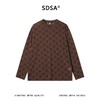 SDSA男装2026新款高贵轻奢美式复古植绒满印设计圆领长袖T恤百搭 商品缩略图0