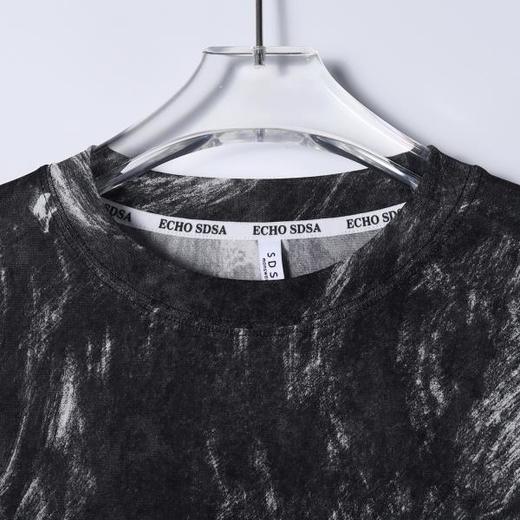 SDSA男装2026新款高贵轻奢潮牌水波纹小马印花圆领长袖T恤百搭 商品图1