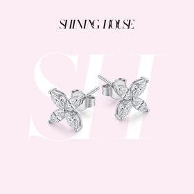 ShiningHouse[培育] 18k金钻石耳饰 橄榄形人工真钻人造钻石K金耳钉时尚钻石耳饰耳环悦己送礼臻选【此商品不支持7天无理由退货退款】预计3日发货