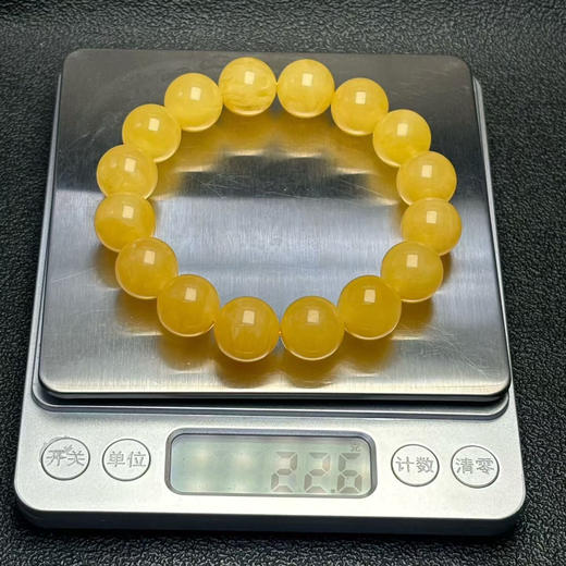 【青山特惠】13.5mm*16颗 精品原矿俄料鸡油黄蜜蜡单圈手串 22.6克 m105 商品图8