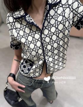 迪奥 26Ss春夏新款 藤格纹短袖休闲针织外套（MM）