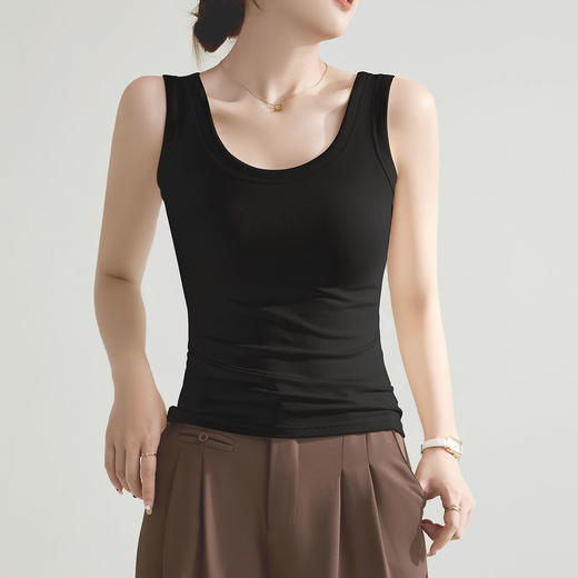 润微背心女宽松舒适外穿内搭女士背心吊带无袖运动背心 云锦贝贴 商品图4