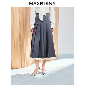 【商场同款-小雏菊系列】MAXRIENY精致复古感少女百褶西装半裙(货号:MC86SK033)