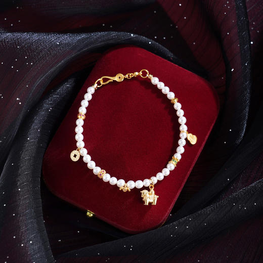 子佩集【马上幸福】银S925珍珠惜王妃手链【QJSL003】镀金小马钱币葫芦2602 商品图7