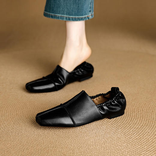 【预售5天】巨好看简约大气中性小皮鞋真皮单鞋女一脚蹬平底乐福鞋XMN&H809 商品图2