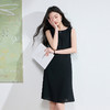 【醋酸】三彩2026夏季新款小黑裙连衣裙圆领无袖收腰A字裙简约S 商品缩略图3
