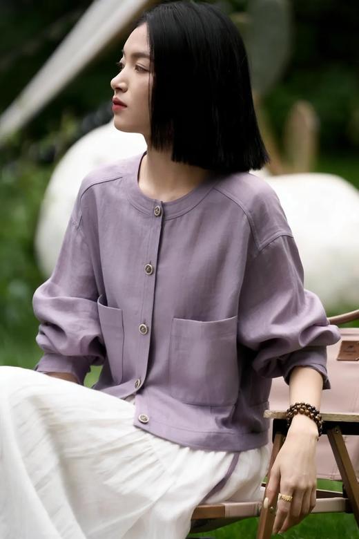 香芋紫天丝醋酸短上衣 ，今年春天穿，松弛、显白，显高、显瘦【3-7天发货，周末顺延】 商品图3