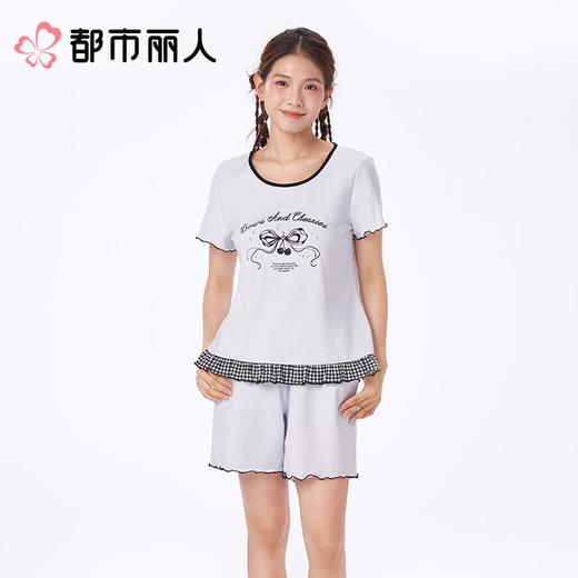 都市丽人睡衣女士睡衣薄家居服单面无尘棉睡衣女士无尘棉短袖套装女装短袖短裤LHC2C9 商品图1