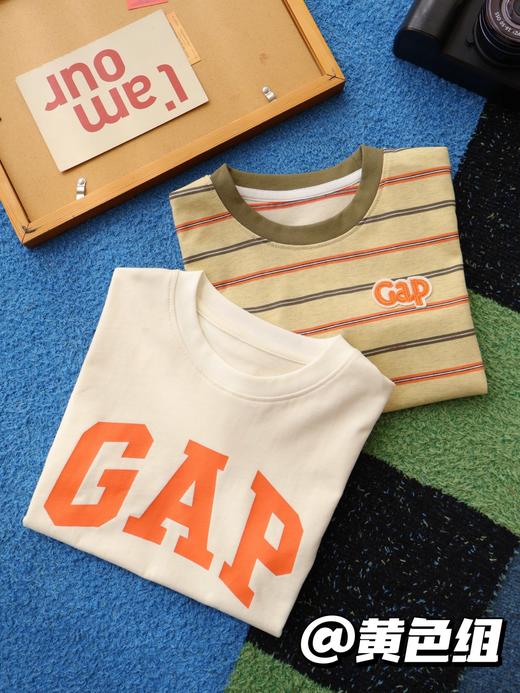 直发【一组两件】 G家经典款纯色大logo+条纹刺绣 儿童短袖T恤 商品图4