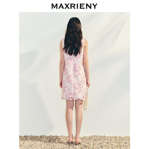 【商场同款】MAXRIENY浪漫中式粉花连衣裙改良旗袍裙复古碎花无袖(货号:MC86DR043) 商品图3