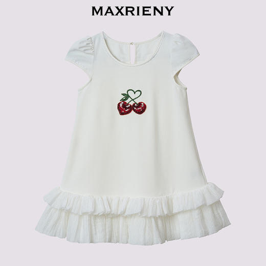 【商场同款】MAXRIENY甜美风mini泡泡袖立体绣花A字女童连衣裙(货号:MK86DR252) 商品图4