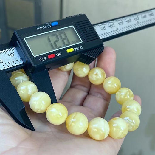 【青山特惠】12.8*17颗 精品原矿俄料 满蜜白花蜡圆珠蜜蜡手串 19.83克 m168 商品图7