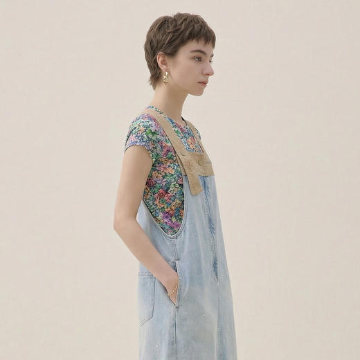 谜底印花T恤短袖2026年夏季新品复古弹力短款亲肤上衣女266MT6011 商品图1