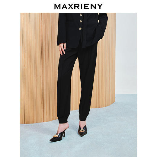 【商场同款-春游记】MAXRIENY宽腰节收腰长裤女2025春季新款(货号:MC86PA013) 商品图0