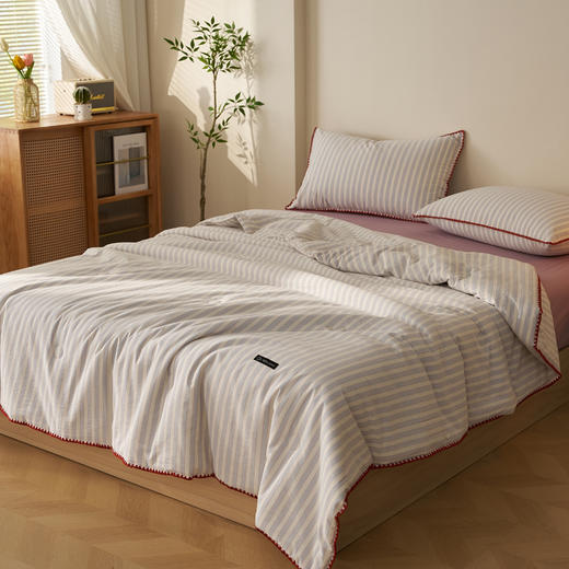 恒源祥 2026新款无印风色织全棉贝壳绣棉花夏被空调被/床单/枕套  透气舒适 多规格可选 商品图11