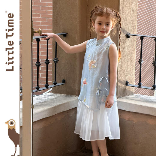 littletime女童旗袍连衣裙2026新款夏装蝴蝶洋气儿童国风汉服裙 商品图2