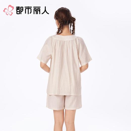 都市丽人睡衣女士睡衣薄家居服麻麻纱睡衣女士梭织棉短袖套装女装短袖短裤可外穿LHC2G5 商品图2