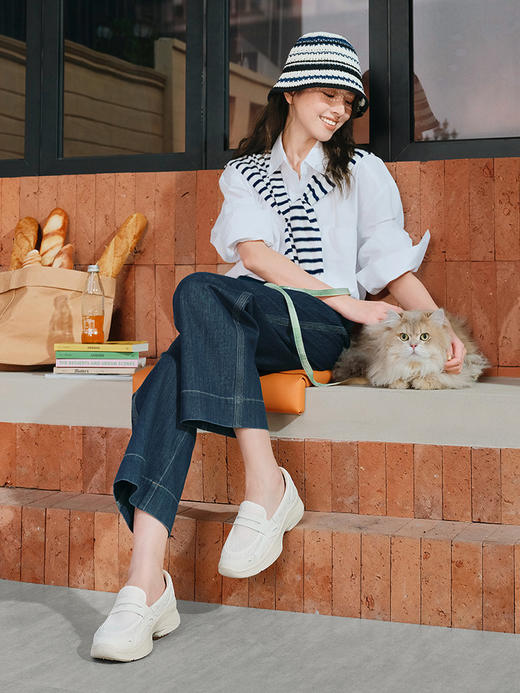 Pansy盼喜乐福鞋女2026春新款透气厚底增高舒适一脚蹬休闲运动鞋 HD4319 商品图2