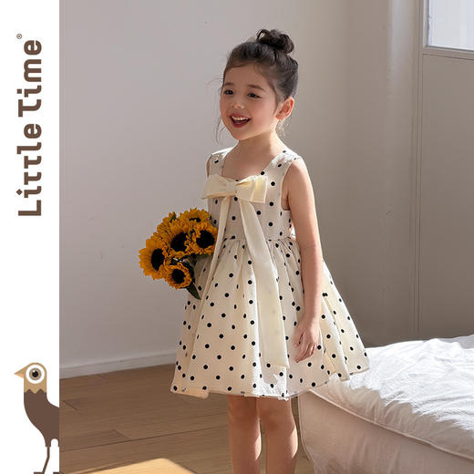 littletime2026春夏女童无袖波点连衣裙蝴蝶结背心裙洋气公主裙 商品图4