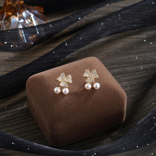 子佩集【幻彩三叶】银S925珍珠惜王妃耳钉【MLEH043】镀金2602 商品图1