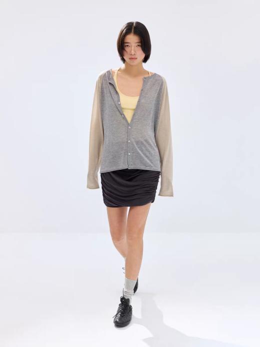 Simple Project/M2612/亚麻透感撞色插肩袖开衫 商品图4