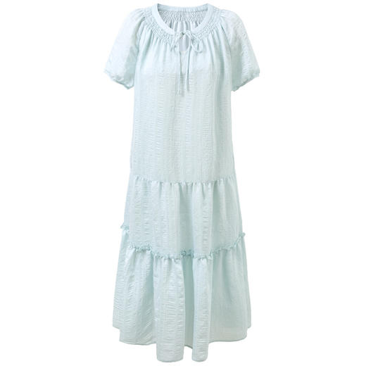 三彩2026夏季新款莫代尔连衣裙系带圆领短袖宽松A字裙中长裙S 商品图4