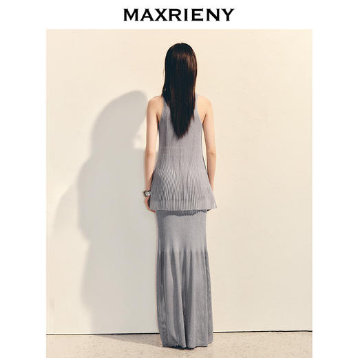 【商场同款】MAXRIENY肌理感半身裙h型散摆长裙中长款百褶高腰(货号:MC86SK036) 商品图3