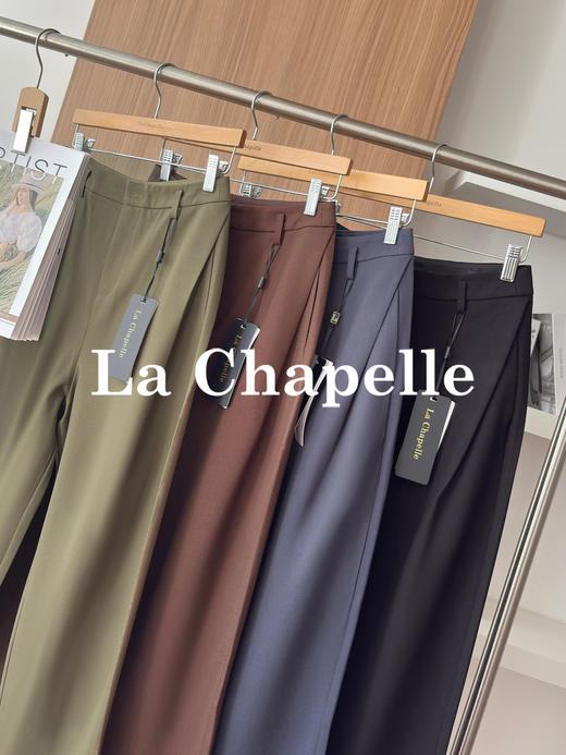 专柜实拍【遮胯显瘦通勤】拉夏贝尔/La Chapelle绵羊毛+莱赛尔！高腰单扣裤袢卷边设计西裤休闲哈伦裤 商品图3