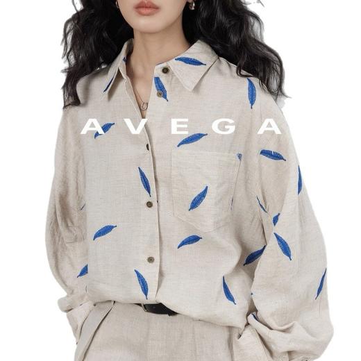 雀说春季天丝苎麻长袖刺绣衬衫女新款老钱风休闲上衣ALW 商品图4