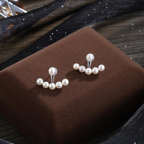 子佩集【月神洛里】银S925珍珠惜王妃耳钉【MLEH039】一字排珠2602