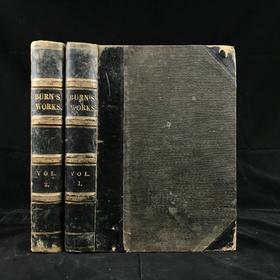 1863年 彭斯作品全集（全2卷） 数十幅版画插图 真皮精装16开