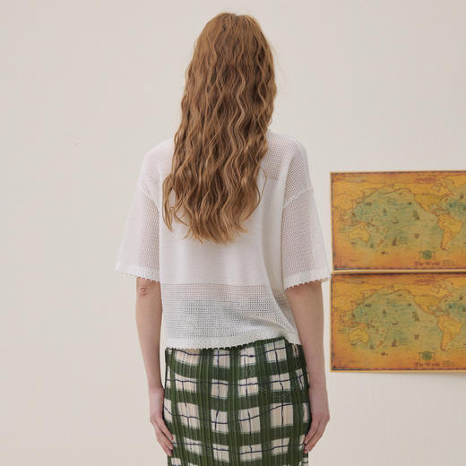 谜底套头针织衫短袖2026夏新品绣花钉珠透气舒适毛衣女262MZ0763 商品图2