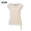【SGPR】米白色绑带针织休闲上衣2026年夏季新款短袖宽松针织衫(货号:MU80TP012) 商品缩略图4