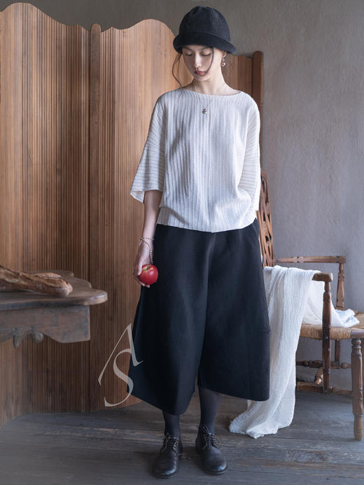 Boboutic 26SS 白蓝条纹丝棉麻针织轻盈上衣 商品图1