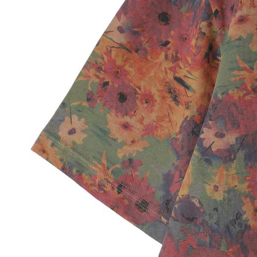 SDSA男装2026新款轻奢复古休闲撞色满印植物花卉圆领短袖T恤百搭 商品图2