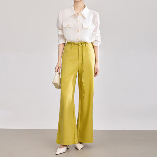 「高货wl」全新升级【铂金会员293/天猫399/差价106】(20701)洛诗琳小众冰感天丝棉麻阔腿裤2026新款高腰通勤直筒裤女 商品图0