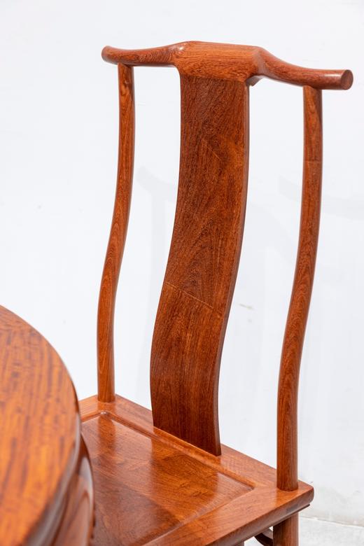 红桥红  家具严选  缅甸花梨(大果紫檀）  【118 雕花牙边六角底座 圆餐桌 七件套】 商品图2