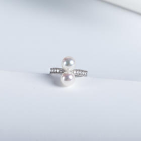 ⁶孤品：【akoya珍珠】双珠钻石18K金戒指，7-8MM，编号JZG92，指圈13#，48小时鉴赏期——SS06-CR-YMZZ【HOT】