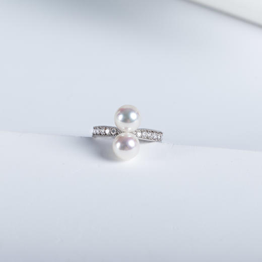 ⁶孤品：【akoya珍珠】双珠钻石18K金戒指，7-8MM，编号JZG92，指圈13#，48小时鉴赏期——SS06-CR-YMZZ【HOT】 商品图0