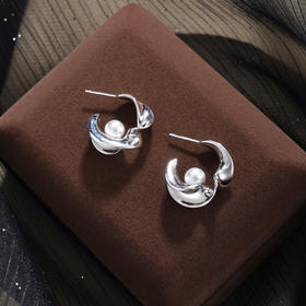 子佩集【光影魔法】银S925珍珠惜王妃耳钉【QJED011】弯钩半环2602