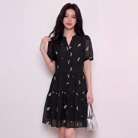 奢姿大码女装2026夏季减龄刺绣半开V领连衣裙胖妹妹时尚气质裙子9962854731