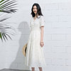 三彩2026夏季新款法式V领碎花裙连衣裙短袖度假A字裙长裙S 商品缩略图1