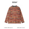 SDSA男装2026新款高贵轻奢撞色彩虹条纹网纱圆领长袖T恤百搭简约 商品缩略图4