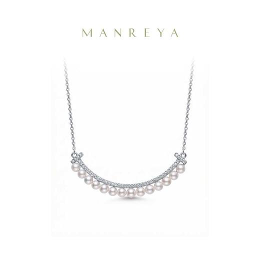 Manreya"微笑曲线"淡水珍珠项链项链&耳钉&耳环，材质：淡水珍珠，铜镀金 商品图5