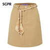 【SGPR】卡其色串珠绑绳半身裙2026年夏季新款收腰显瘦A字裙半裙(货号:MU80SK037) 商品缩略图4